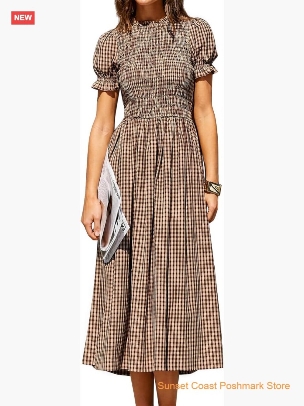Puff Short Sleeve Smocked Flowy Ruffle Boho Midi Sundress